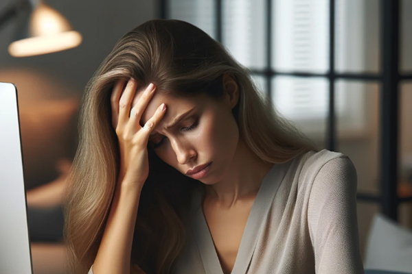 頭を抱える女性